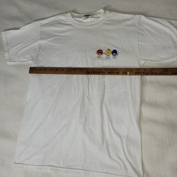 Vintage MMs T Shirt Mens Size Medium White Y2k Grunge Retro Jerzees Heavyweight - Picture 9 of 16